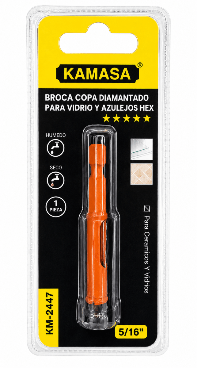 BROCA COPA DIAMANTADO PARA VIDRIO Y AZULEJOS HEX.