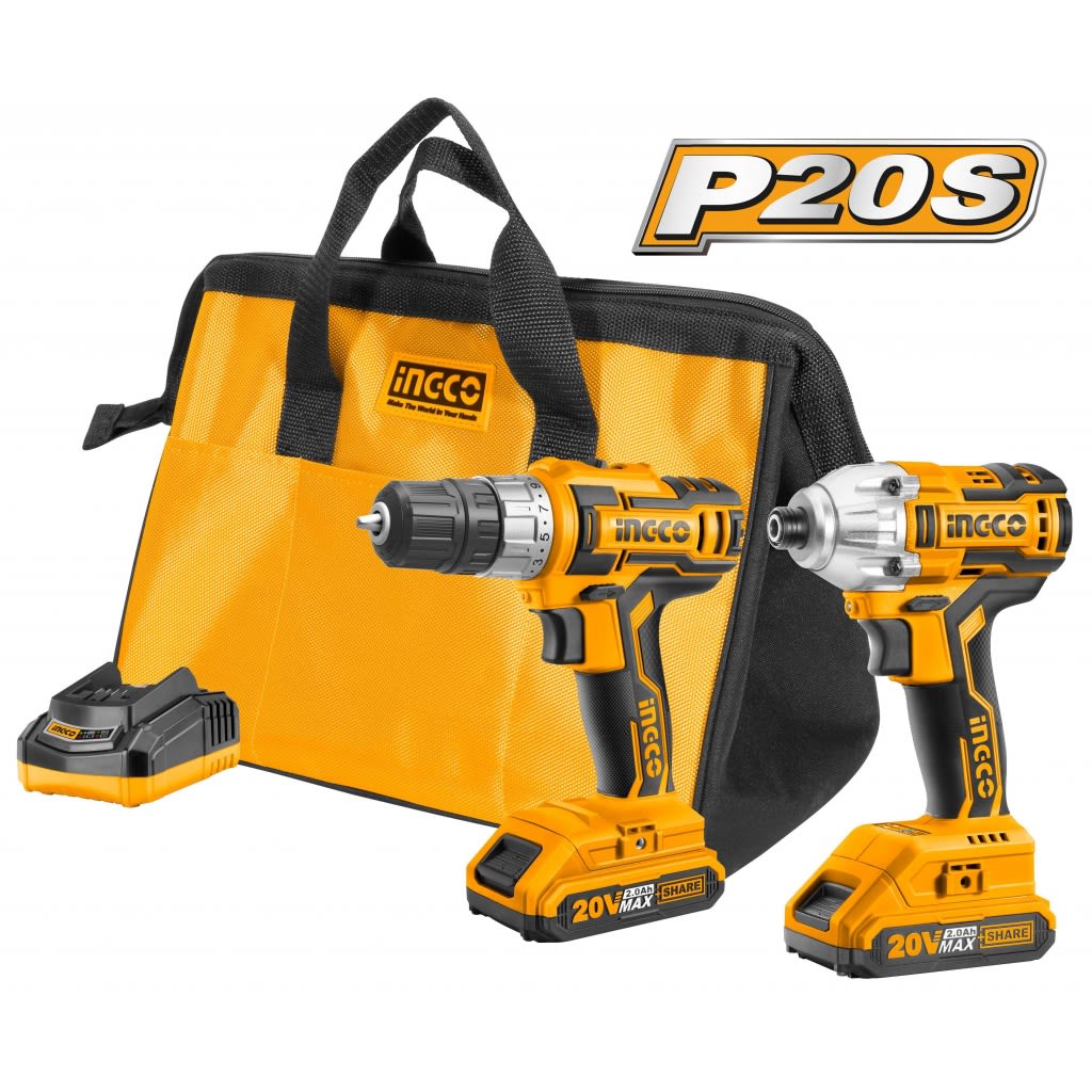 KIT ATORNILLADOR DE IMPACTO 20V + TALADRO ATORNILLADOR 20V INGCO P20S CKLI20061