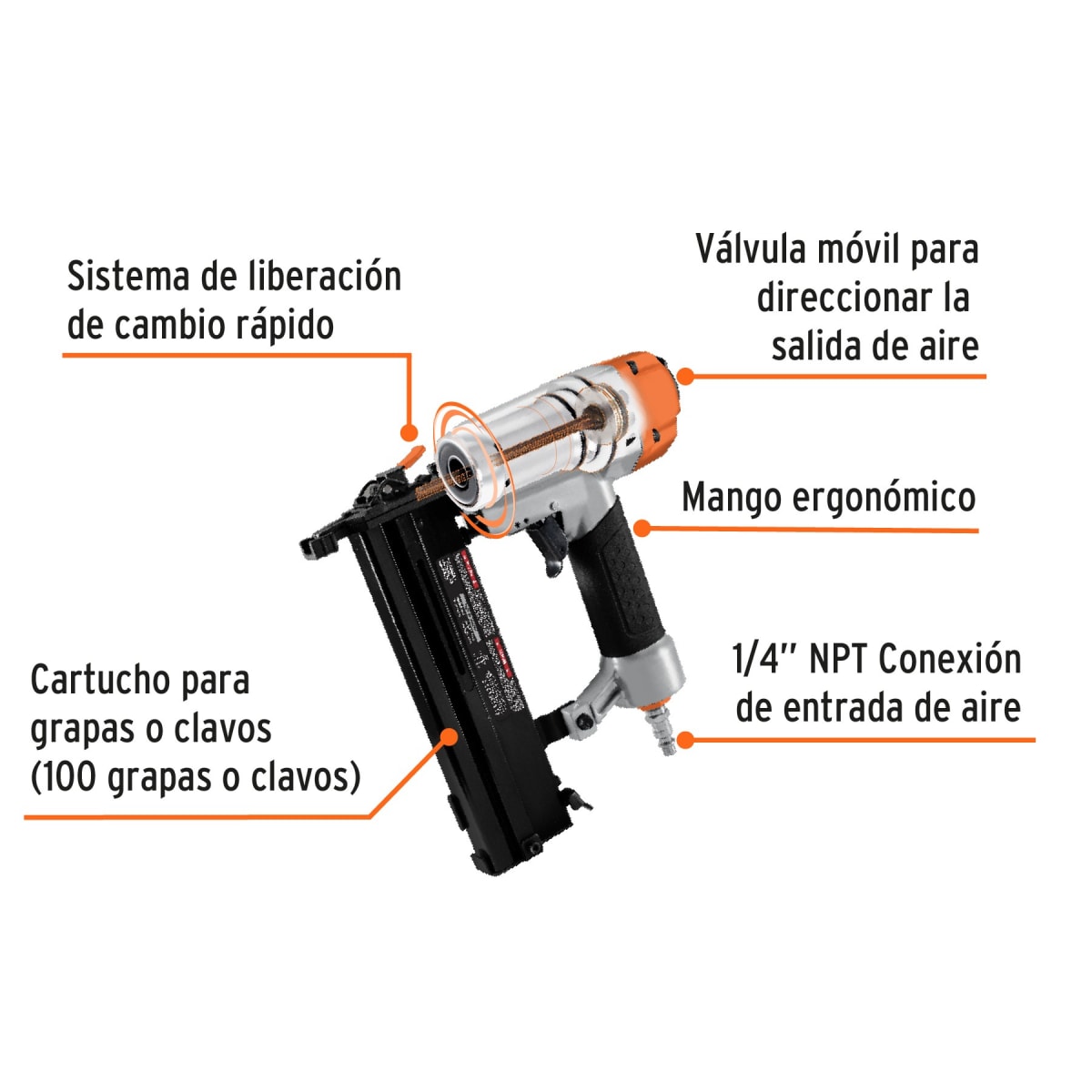 CLAVADORA Y ENGRAPADORA NEUMÁTICA PROFESIONAL, CALIBRE 183