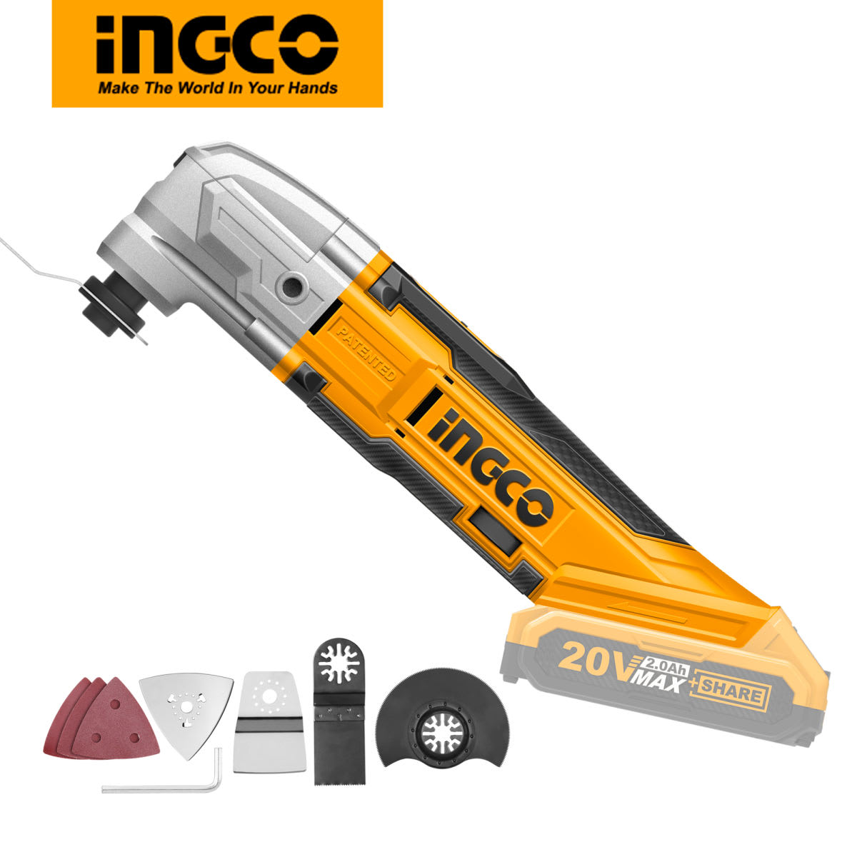 HERRAMIENTA MULTIFUNCION A BATERIA LITIO 20 V. INGCO CMLI20012