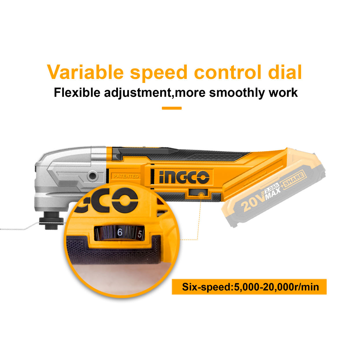 HERRAMIENTA MULTIFUNCION A BATERIA LITIO 20 V. INGCO CMLI20013