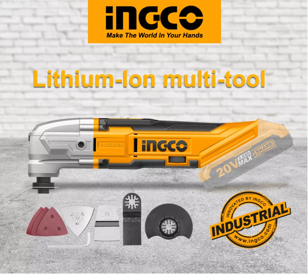 HERRAMIENTA MULTIFUNCION A BATERIA LITIO 20 V. INGCO CMLI20011