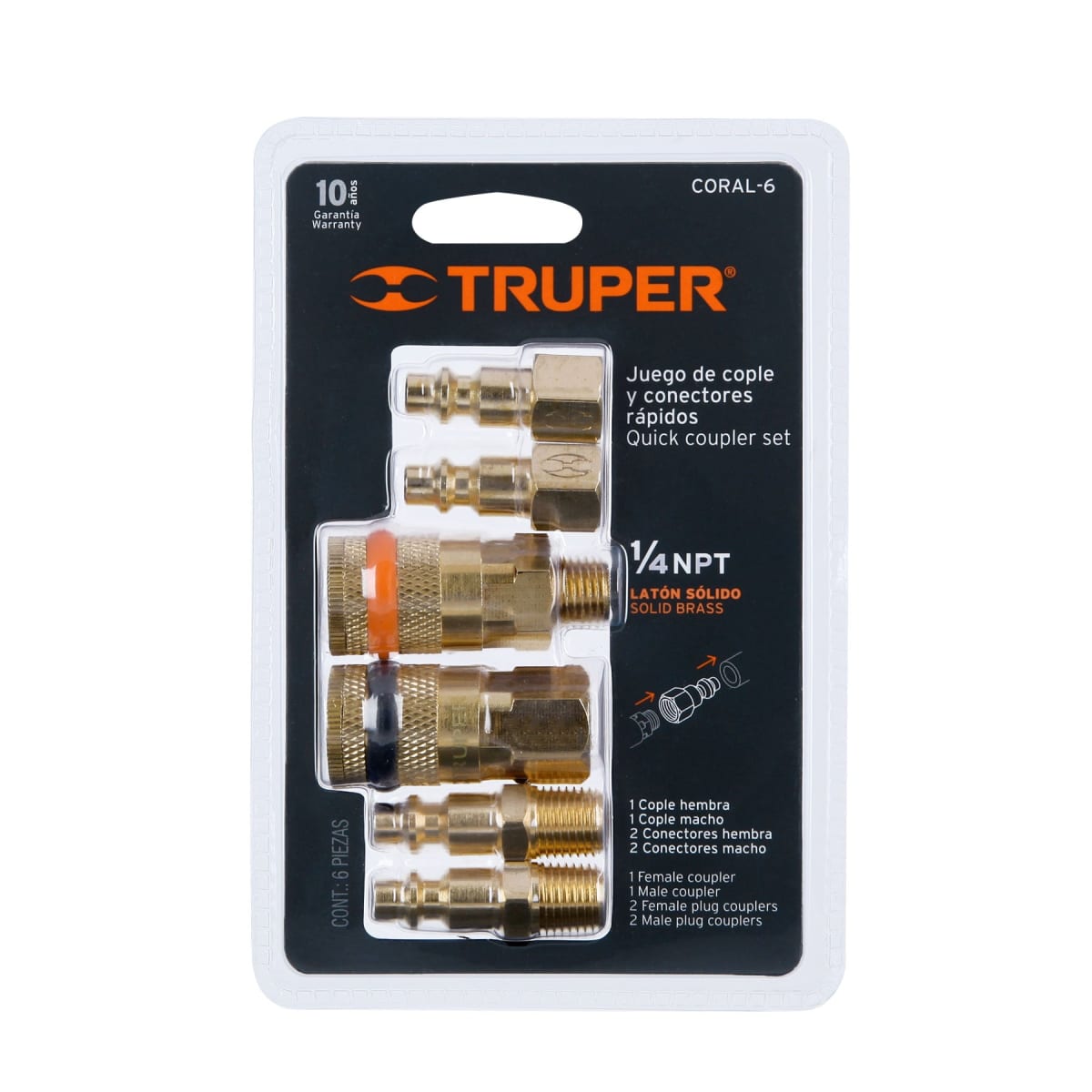 JUEGO DE 4 CONECTORES Y 2 ACOPLES PARA COMPRESORA, TRUPER2