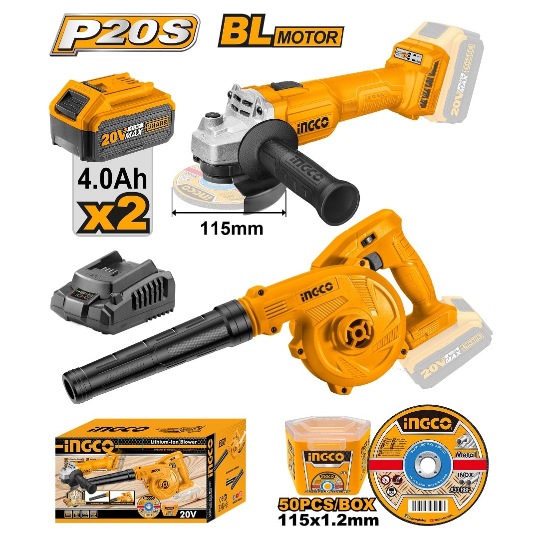 PACK ESMERIL INALAMBRICO 20V + SOLPLADORA INALAMBRICA 20V INGCO1