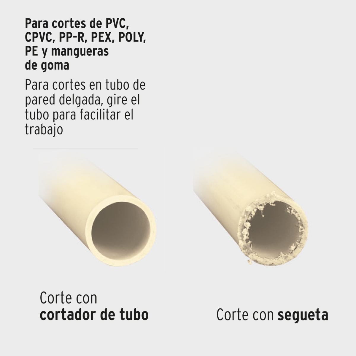 Cortador profesional tubo de plástico, corte 2-1/2