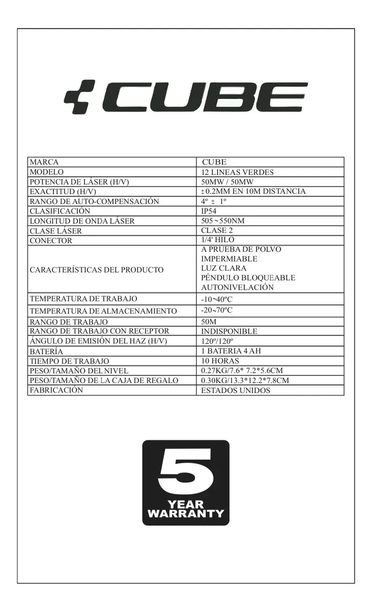 Nivel laser americano 12 lineas verdes CUBE PRO - 360G1