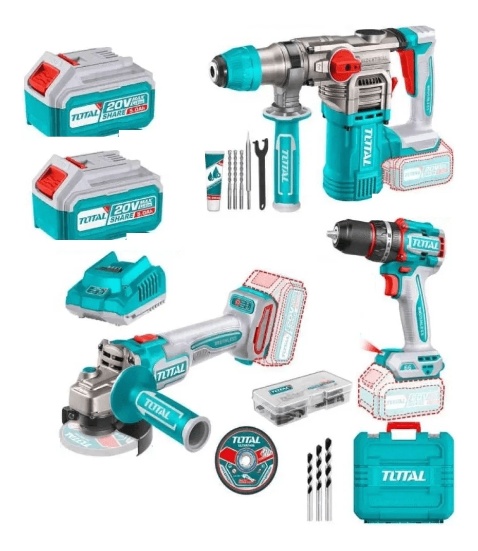 Mega Combo INDUSTRIAL Taladro + Amoladora + Rotomartillo 20V en MALETA TOSLI2411831