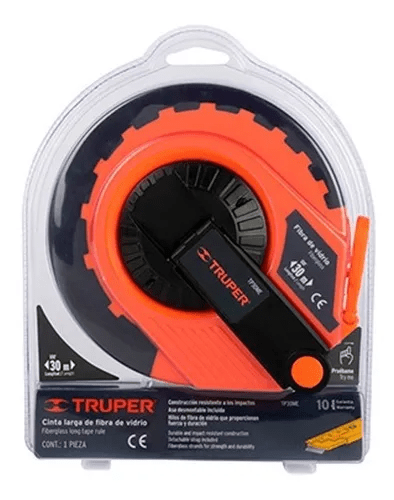 Wincha de fibra de vidrio resistente 30mt truper 126391