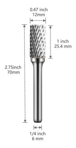 PIEDRA LIMA ROTATIVA DE CARBURO DE TUNGSTENO TIPO A PARA METAL B12254