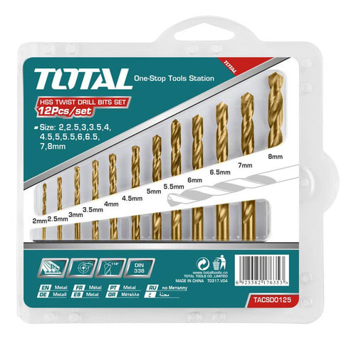 SET DE BROCAS PARA METAL HSS 12PZAS TOTAL1