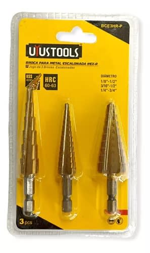 JUEGO DE BROCA HSS ESCALONADA TITANIO 3 PIEZAS UYUSTOOLS3