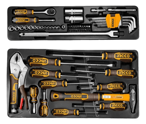 SET DE 108 HERRAMIENTAS MANUALES EN CAJA METALICA INGCO  HTCS1510813