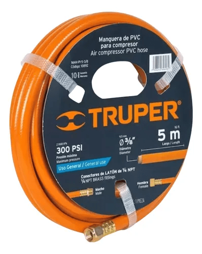 MANGUERA PARA COMPRESOR, DE PVC, 5M X 3/8