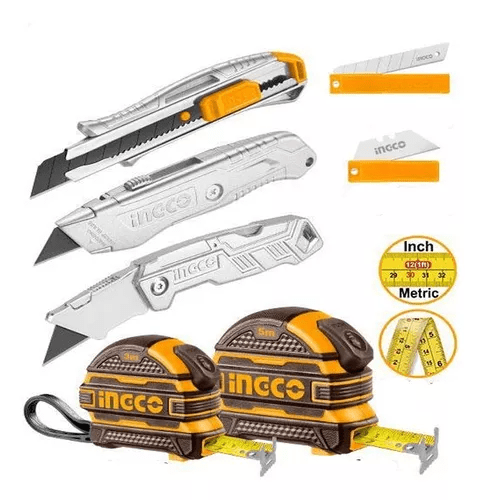SET DE 7 PCZ CINTAS METRICAS + CUCHILLAS + REPUESTOS INGCO / HMK230361