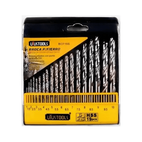 JUEGO BROCAS ACERO RÁPIDO MILIMÉTRICO 19PZS UYUSTOOLS BCF19S1