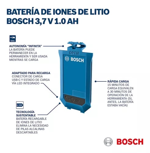 BATERIA DE IONES DE LITIO 3.7V 1.0AH BA 3.7V PARA GLM 50-27 - GLM 50-22 BOSCH2