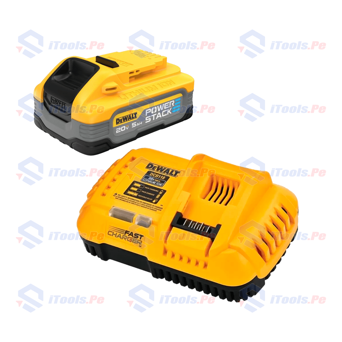 KIT BATERÍA 5AH POWER STACK + CARGADOR RÁPIDO DEWALT1