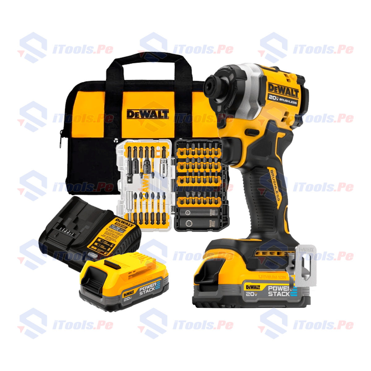 SUPER ATORNILLADOR DE IMPACTO DEWALT COMPACTO 20V + SET DE ACCESORIOS 40PCS1