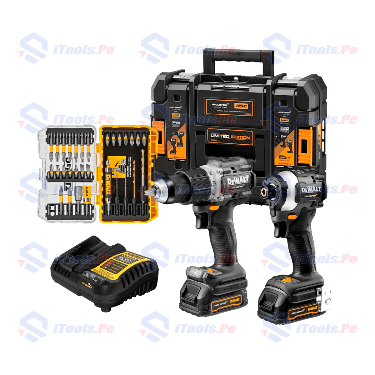 Combo Taladro Percutor 90 NM + Atornillador de Impacto 206 NM Edición Mclaren + Set de Accesorios 32 pcs1