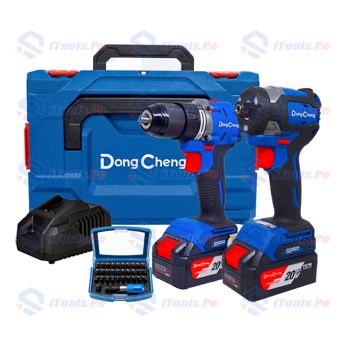 COMBO TALADRO 60 NM + ATORNILLADOR DE IMPACTO 208 NM + SET DE PUNTAS 32 PCS DONG CHENG1