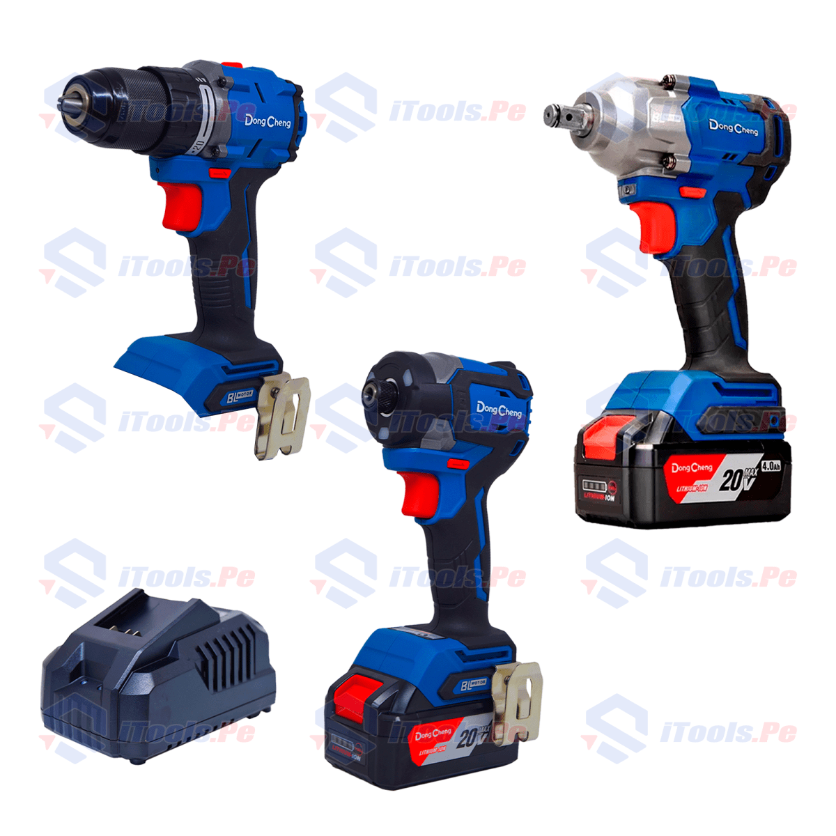 PACK DE ATORNILLADOR DCPL208 + TALADRO DCJZ2060i + LLAVE DE IMPACTO DCPB488 4 AHx2 + CARGADOR 4A1