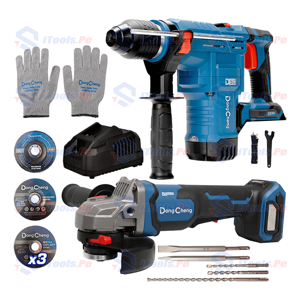Combo rotomartillo sds plus 3.5j + amoladora 5” con sistema hombre muerto dongcheng / DCKIT59-DSG1