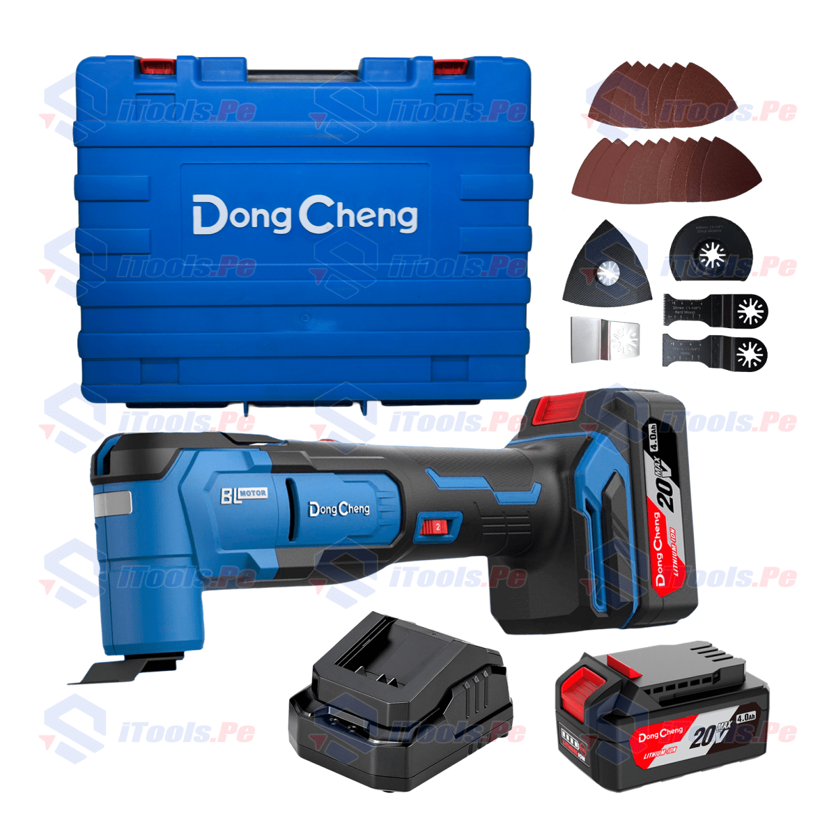 KIT MULTIHERRAMIENTAS SIERRA OSCILANTE INALAMBRICO 20V 4AH 400W DONGCHENG / DCMD20EM1