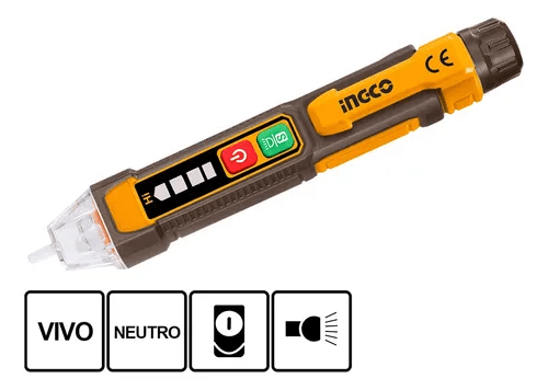 DETECTOR DE VOLTAJE AC + 2 BATERÍAS AAA INGCO VD1000912