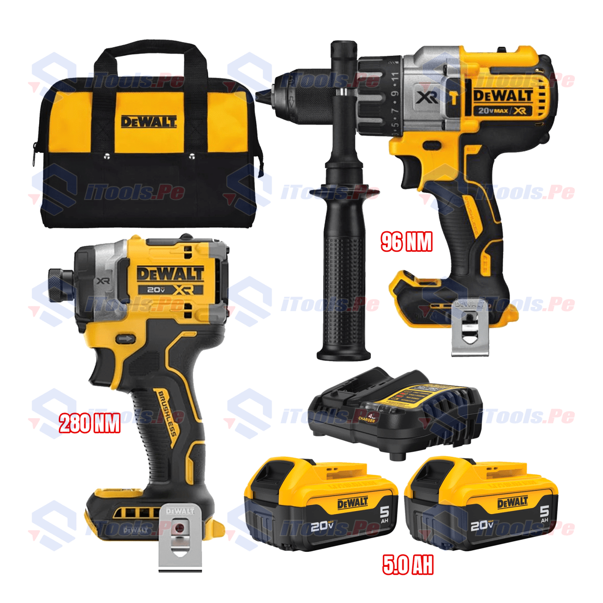 KIT TALADRO DCD996 + ATORNILLADOR DE IMPACTO DCF860 XR DEWALT1