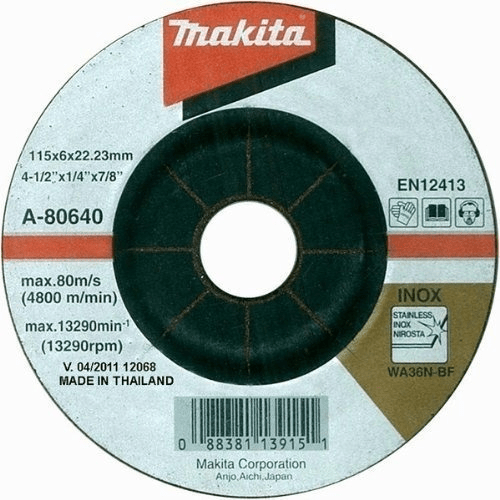 Disco Abrasivo Desbaste Inox 115x6x22.23mm MAKITA A-806401