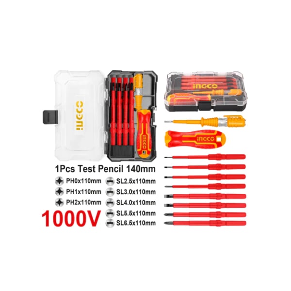 JUEGO DE DESTORNILLADORES AISLADOS INTERCAMBIABLES 10 PIEZAS  INGCO HKISD10082