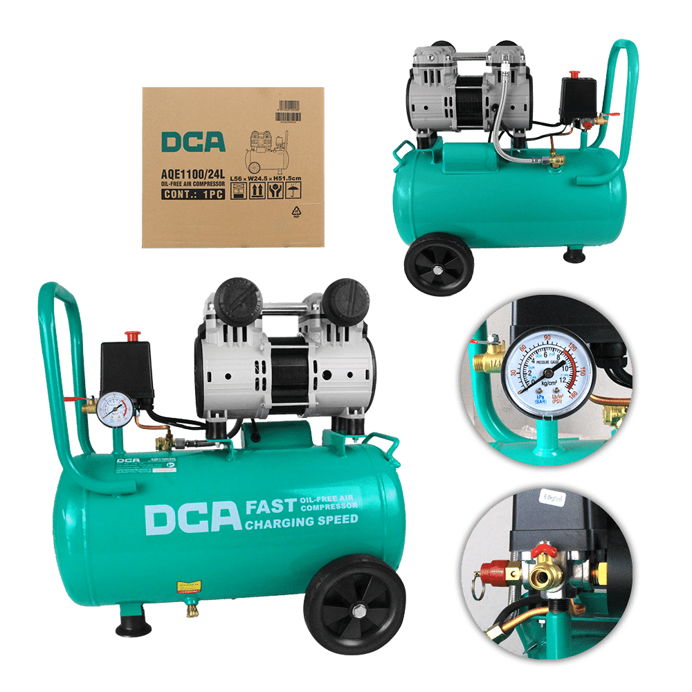 COMPRESORA OIL-FREE 1100W 8BAR 24L 70L/MIN DCA - AQE1100/24L3
