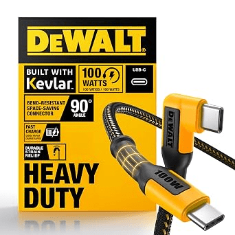 CABLE USB-C A USB-C DEWALT DXMA1310086 100W REFORZADO 90°1