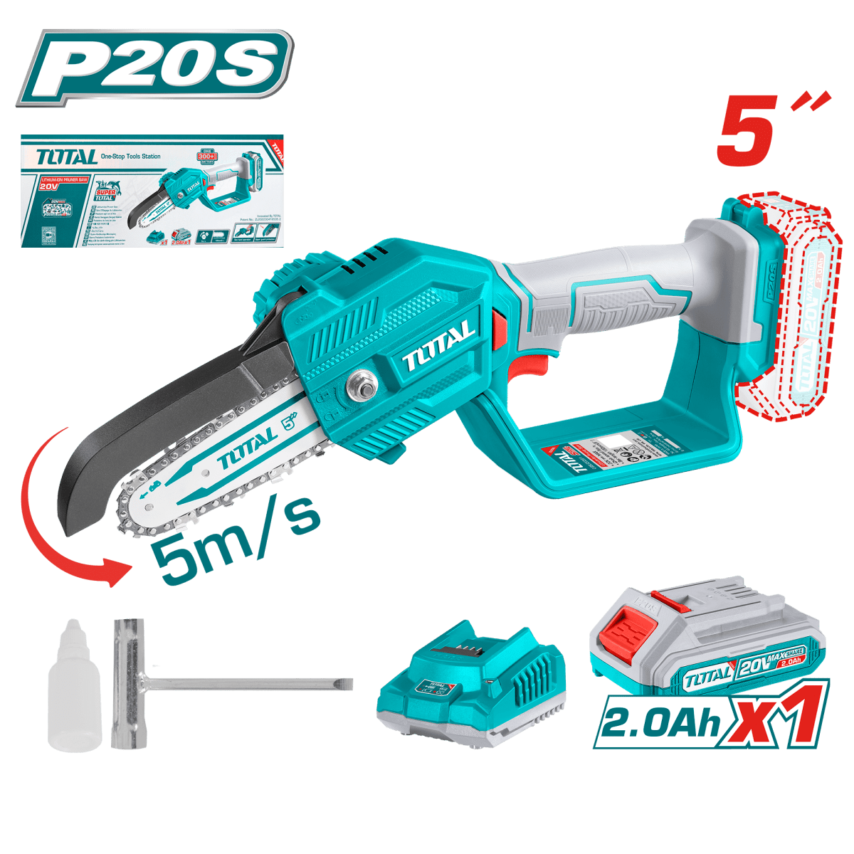 SIERRA DE CADENA PODADORA LI-ION 5” 20V TOTAL / TGSLI205811