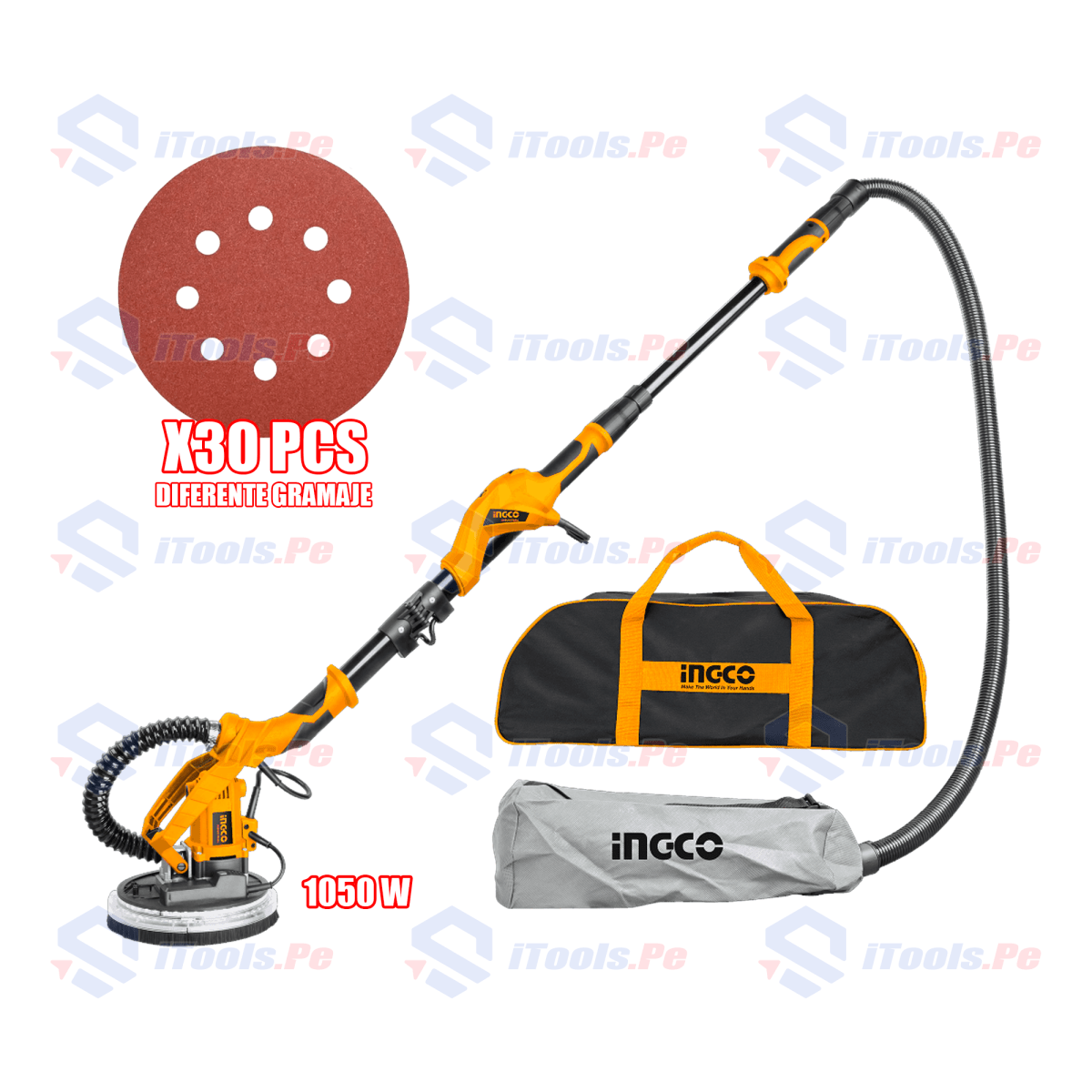 KIT LIJADORA DE PARED 1050 W + JUEGO LIJAS 30 PCS1