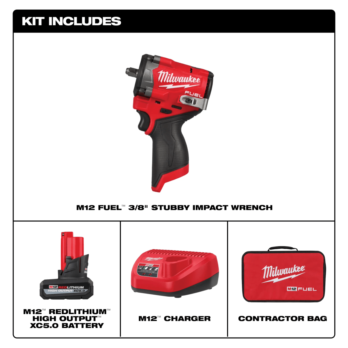 KIT DE LLAVE DE IMPACTO M12 FUEL™ DE 3/8