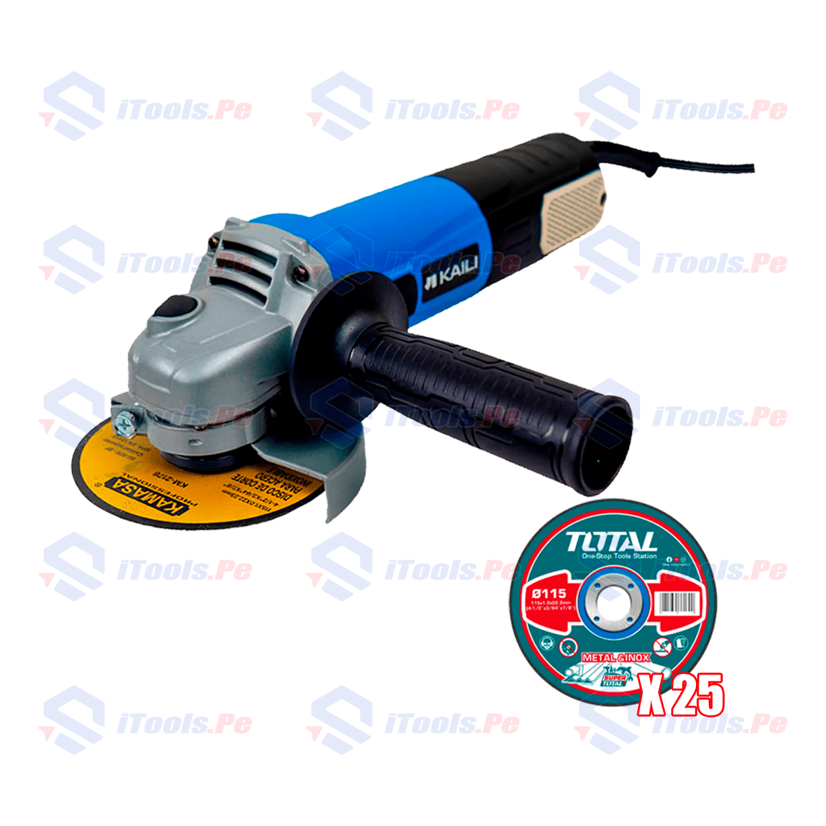 AMOLADORA ANGULAR 1350W + SET DISCOS DE CORTE 25PCS1