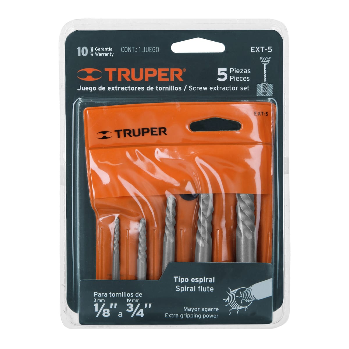 JUEGO CON 5 EXTRACTORES DE TORNILLOS, TRUPER 145121