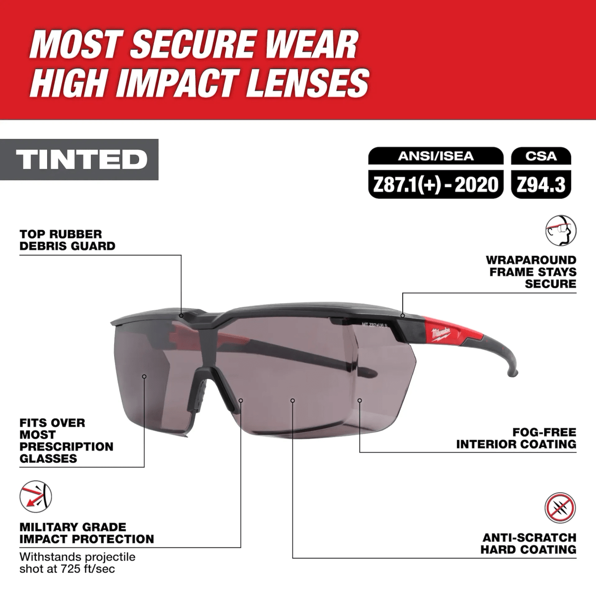 Lentes ahumados con revestimiento doble MILWAUKEE 48-73-20753