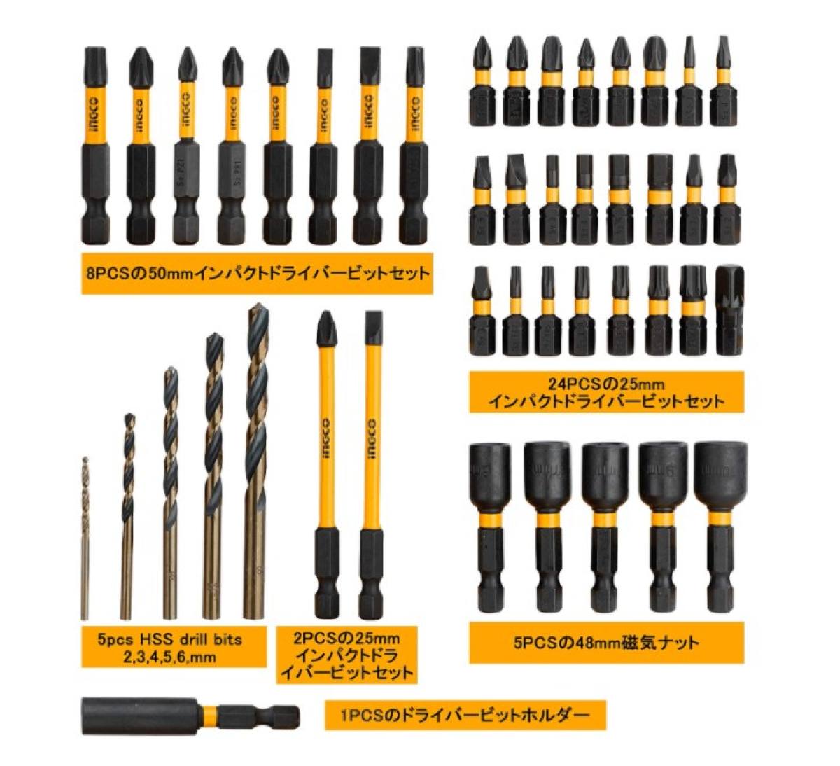 JUEGO DE PUNTAS DE DESTORNILLADOR DE 45 PIEZAS DE INGCO AKDL245022