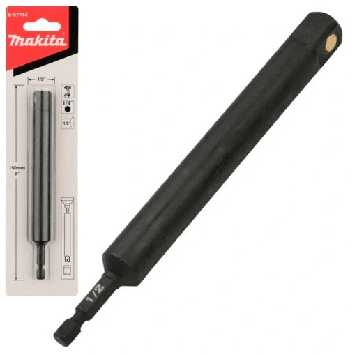 ADAPTADOR A 1/2'' X150MM RECTO PARA ATORNILLADOR DE IMPACTO HEXAG 1/4'' MAKITA / B-577441