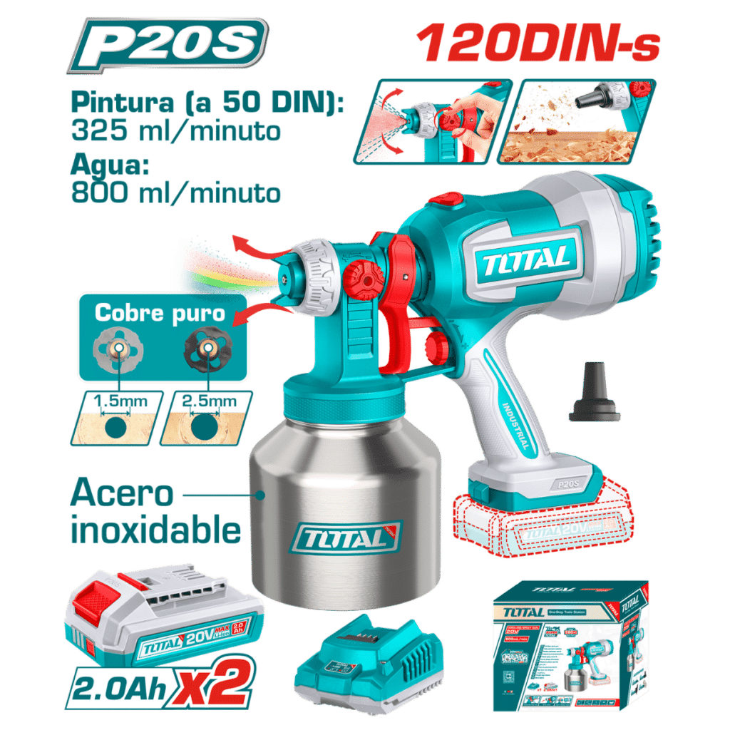 PISTOLA DE PINTAR 20V 800ML/MIN 120DIN-S CAP: 1000ML TANQUE METAL 2X2.0A- TSGLI2004141