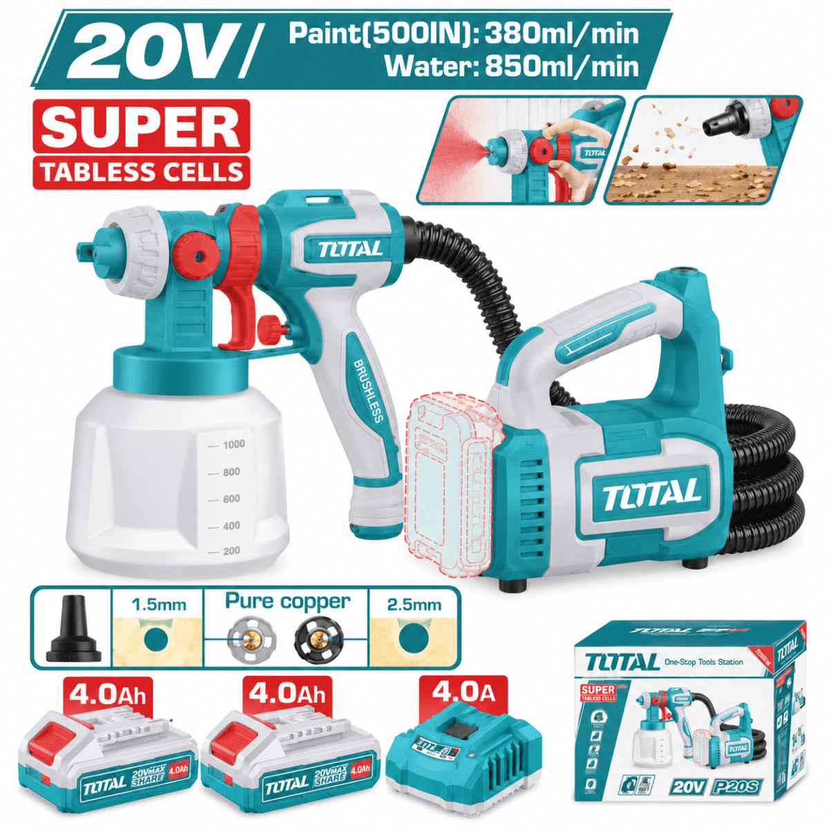 COMPRESORA PORTATIL 1000ML 20V TOTAL/ TSGLI200621