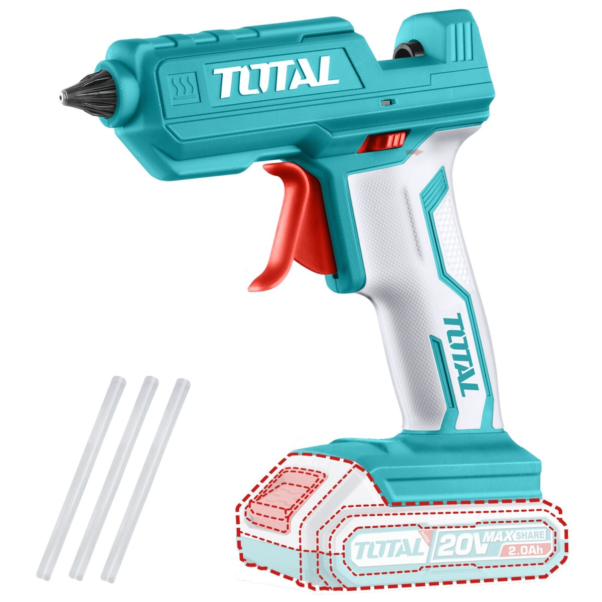 PISTOLA DE SILICONA INALAMBRICA LI-ION 20V TOTAL - TGGLI20011