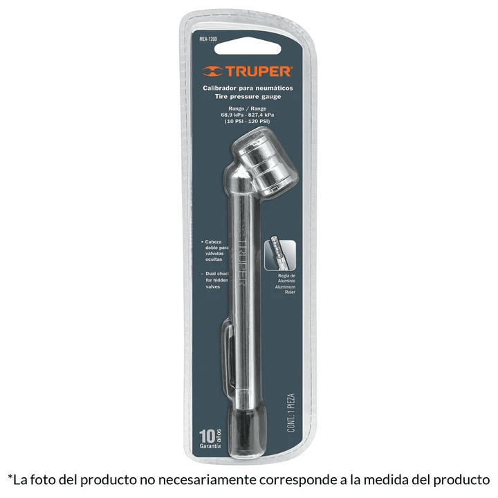 Medidor de presión 160 psi cabeza doble, truper 191001
