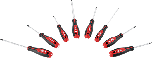 JUEGO DE 8 DESTORNILLADORES CON ESCUADRA MILWAUKEE /  48-22-27183