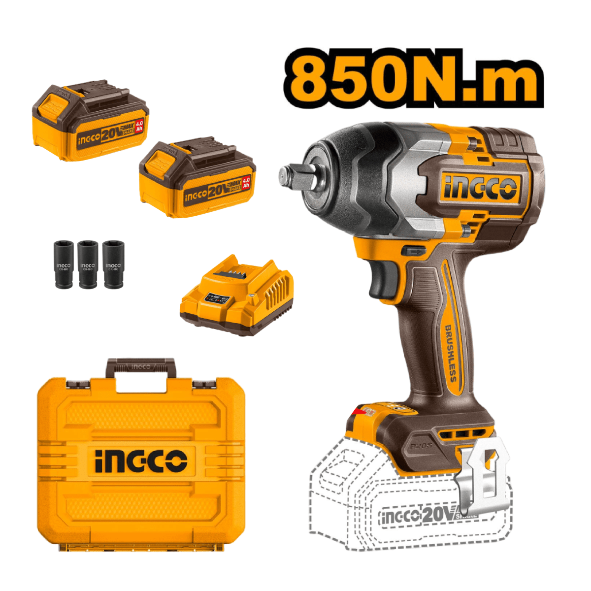 LLAVE DE IMPACTO INALÁMBRICA DE 20 V DE 1/2 PULGADA 850 NM - CIWLI20853