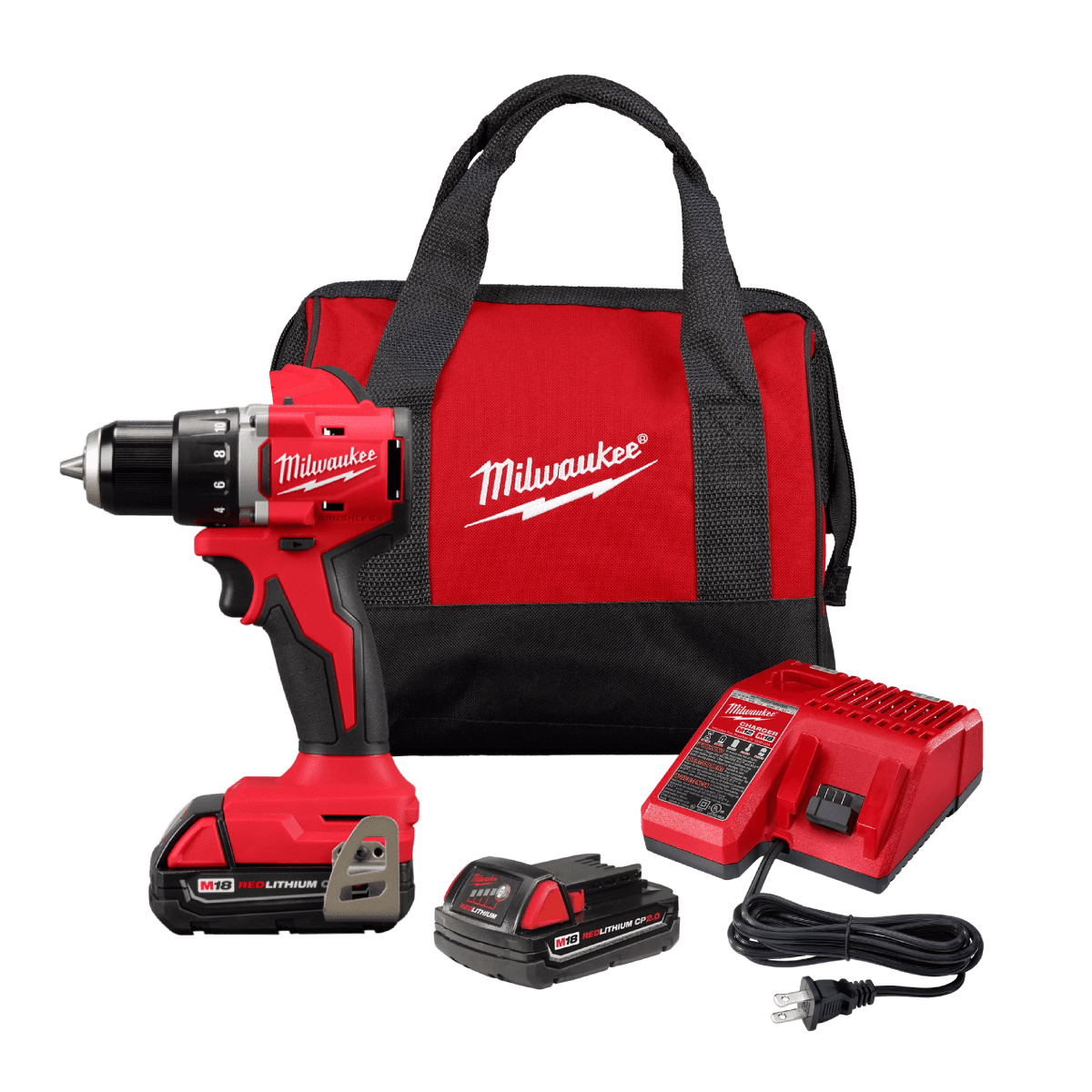 KIT DE TALADRO PERCUTOR DE ½” M18 COMPACTO MILWAUKEE / 3602-259CT1