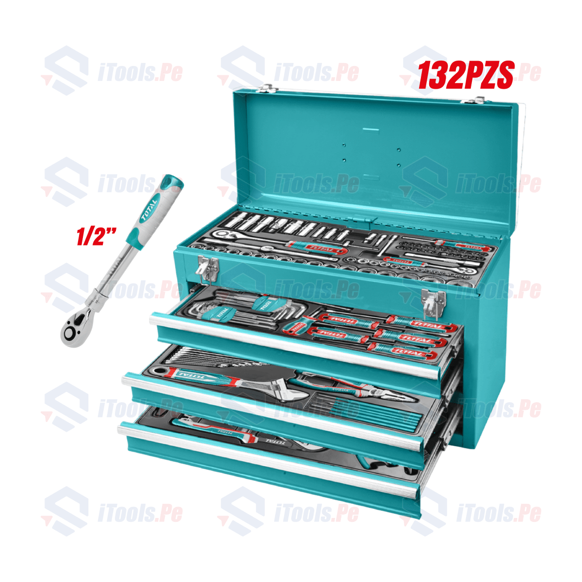 DUO PACK MECÁNICO Set de herramientas manuales 132 pcs + Llave rachet 1/2