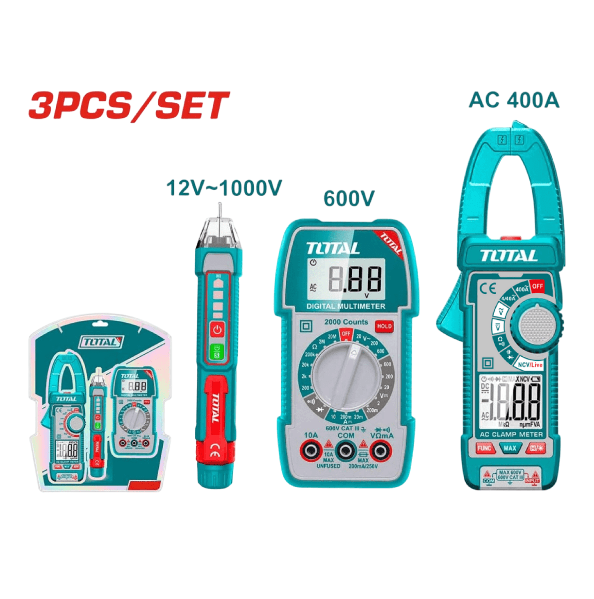Kit de prueba eléctrica de 3 piezas Total/ TOS230681